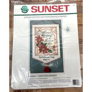 Warmest Greetings Banner Cross Stitch Kit By Sunset  7.4"x13.4" Finished Size Re